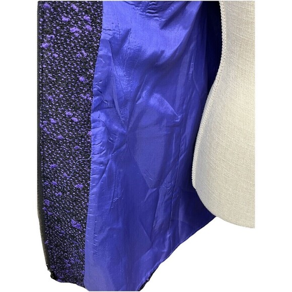 Nanette Lepore Womens Wool Blend Tweed Jacket 4 Purple Pockets zip Classic USA - Picture 4 of 11